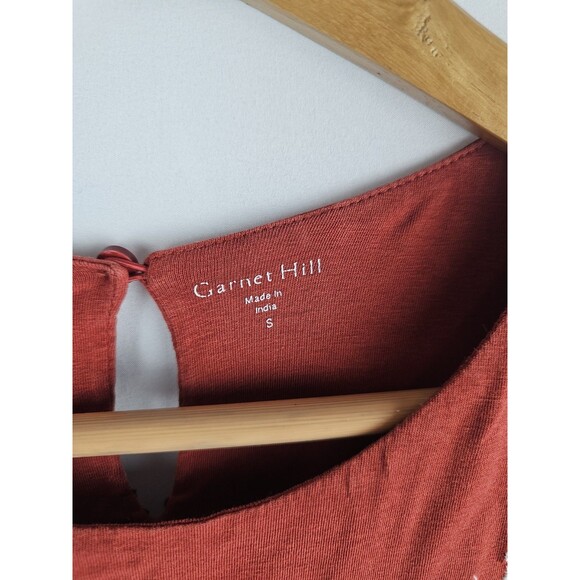 Garnet Hill Sze Small Dahlia Embroidered Knit Top Boho Orange Blouse Long Sleeve - Picture 2 of 8